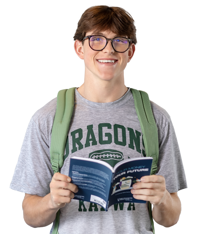 Teen boy holding a book