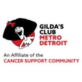 Logo for Gilda's Club Metro Detroit. Also says "an affiliate of the cancer support community"